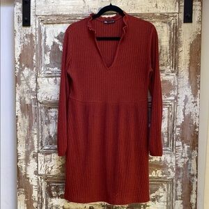 ZARA Ribbed Sweater Dress, Burnt Orange, Size Medium